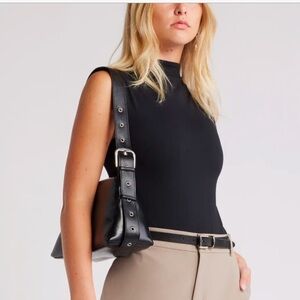 OPEN EDIT Funnel Neck Double Layer Bodysuit NWT In Stores $49